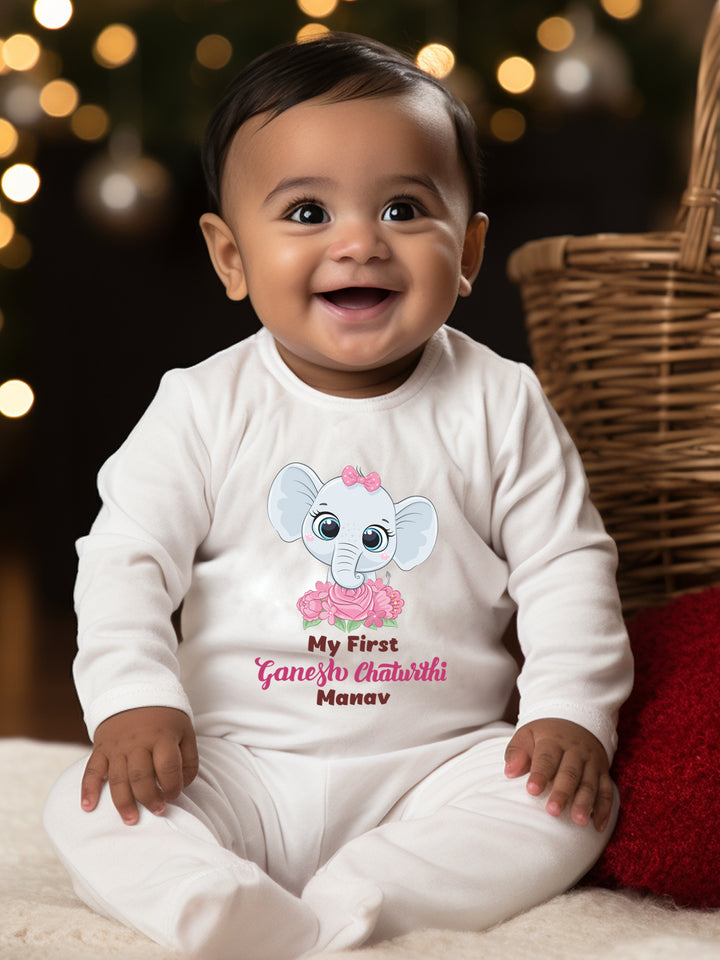 My First Ganesh Chaturthi Baby Romper | Onesies w/ Custom Name