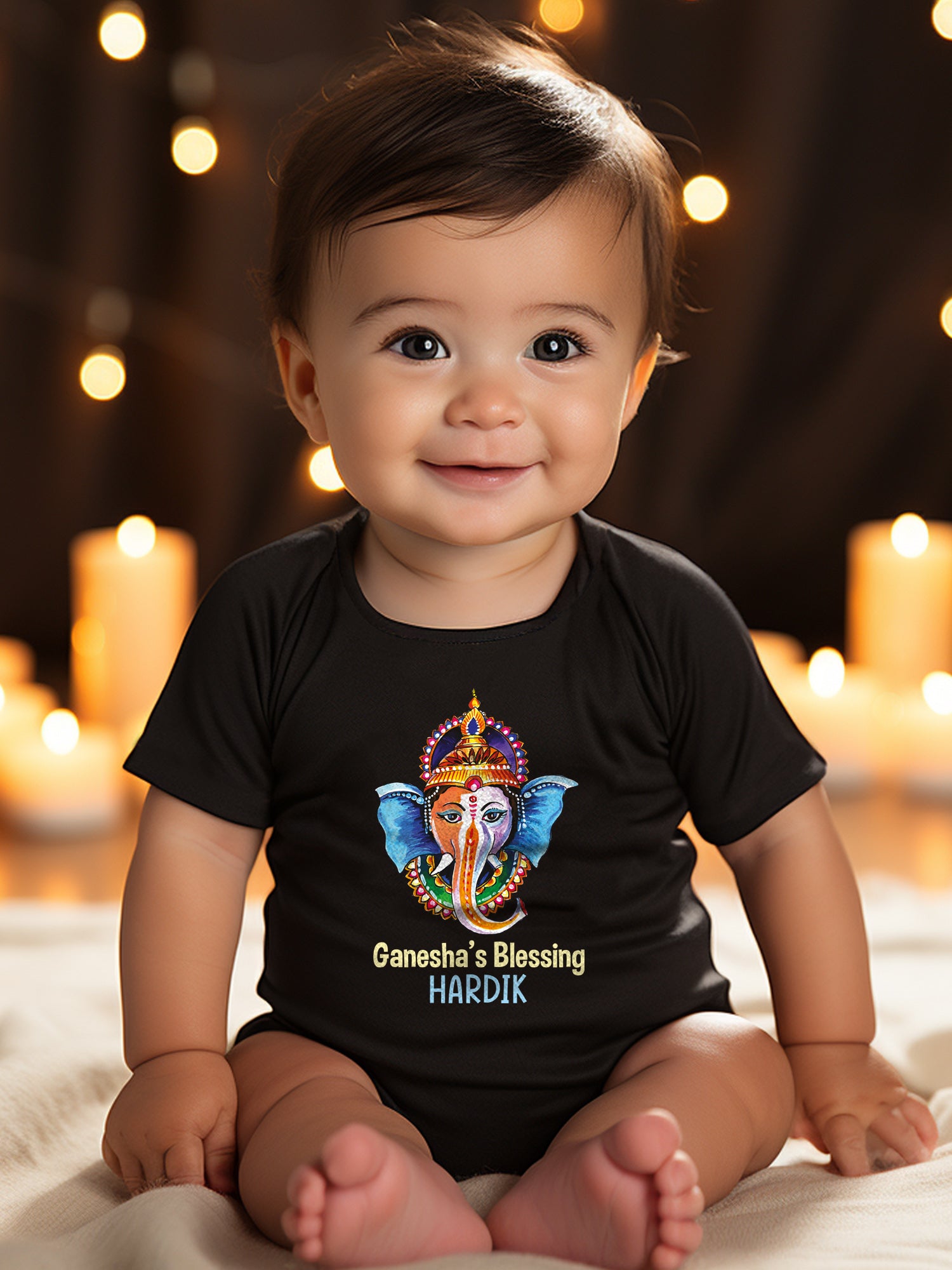 Ganesha's Blessing Baby Romper | Onesies w/ Custom Name