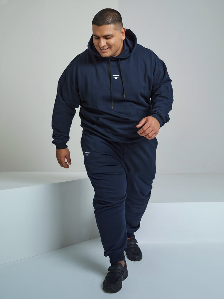 || PLUS SIZE NAVY THERMAL CO-ORD SET (HOODIE & JOGGER COMBO) ||