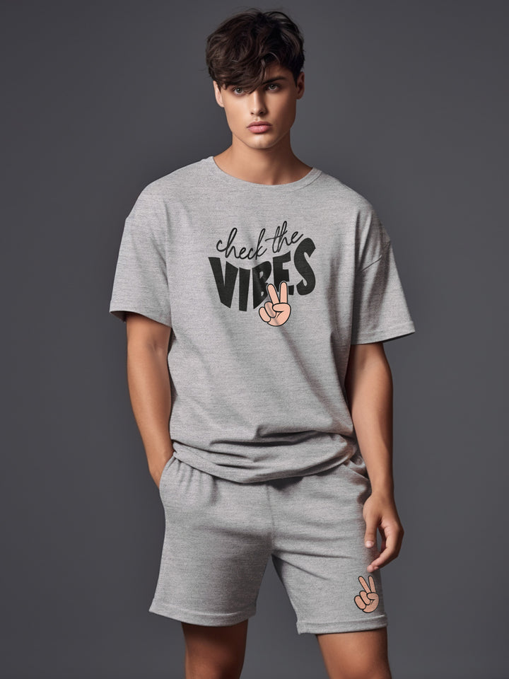 Check The Vibes Cotton Mens T Shirt and Short Set