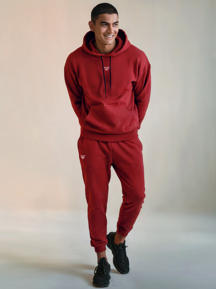 || RED THERMAL CO-ORD SET (HOODIE AND JOGGER COMBO) ||