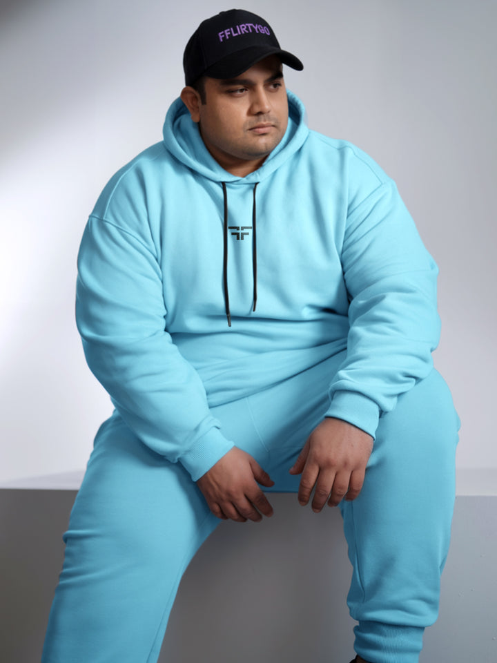 || PLUS SIZE ICE BLUE THERMAL CO-ORD SET (HOODIE & JOGGER COMBO) ||