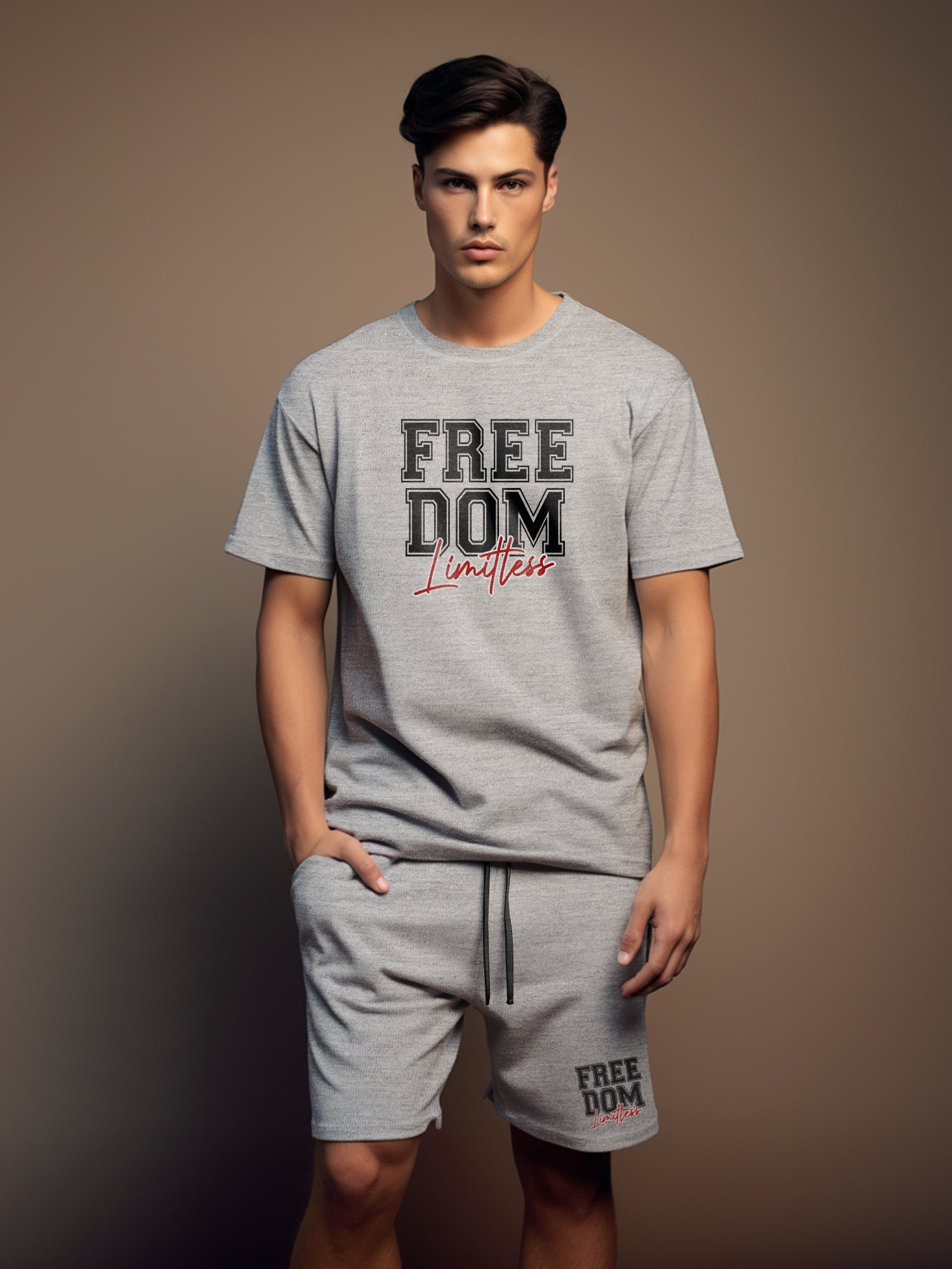 Freedom Cotton Mens T Shirt and Short Set