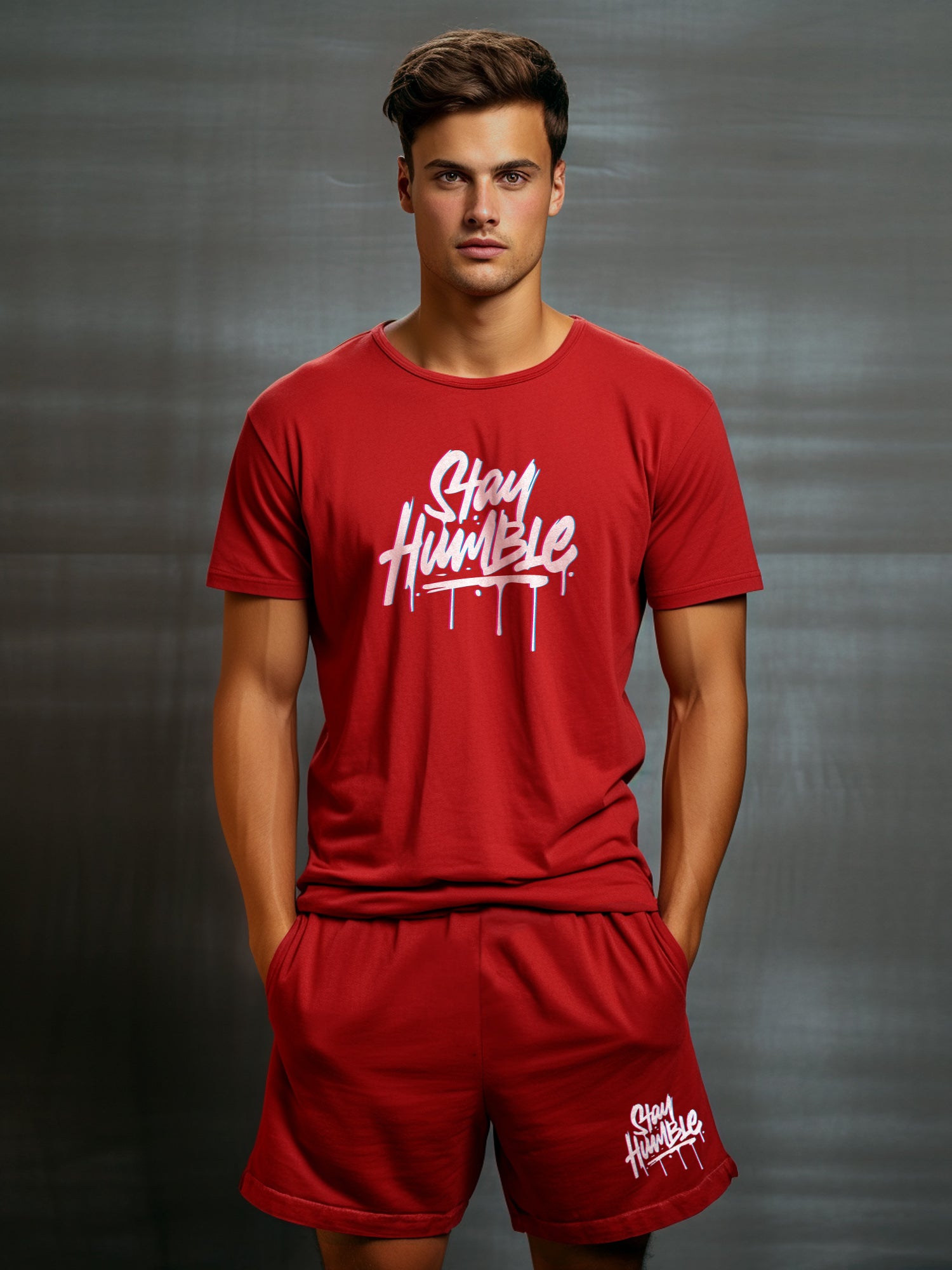 Stay Humble Cotton Mens T Shirt and Short Set