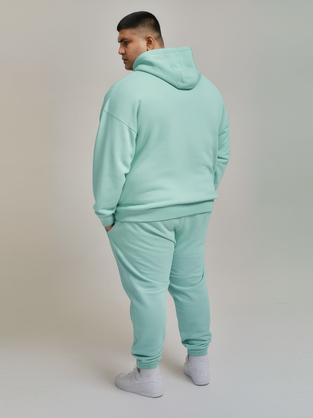 || PLUS SIZE MINT GREEN THERMAL CO-ORD SET (HOODIE & JOGGER COMBO) ||