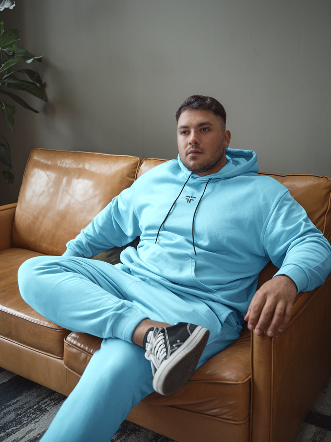 || PLUS SIZE ICE BLUE THERMAL CO-ORD SET (HOODIE & JOGGER COMBO) ||