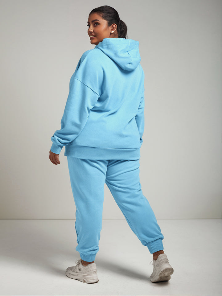 || PLUS SIZE ICE BLUE THERMAL CO-ORD SET (HOODIE & JOGGER COMBO) ||