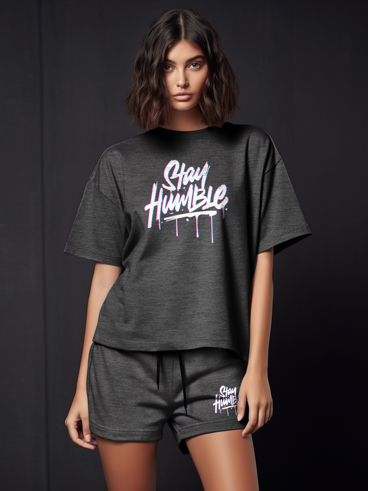 Stay Humble Cotton Girls T Shirt and Short Set