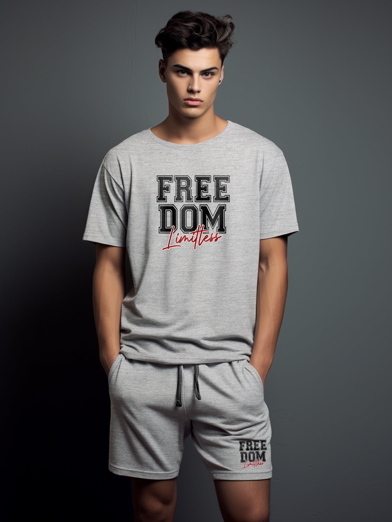 Freedom Cotton Mens T Shirt and Short Set