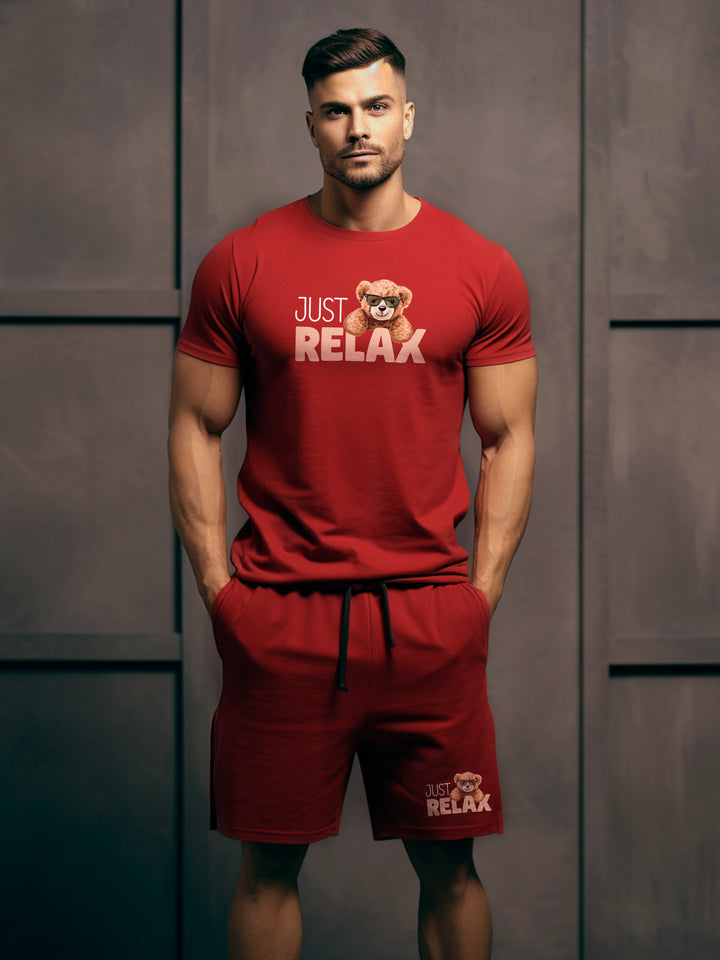 Just Relax Cotton Mens T Shirt and Short Set