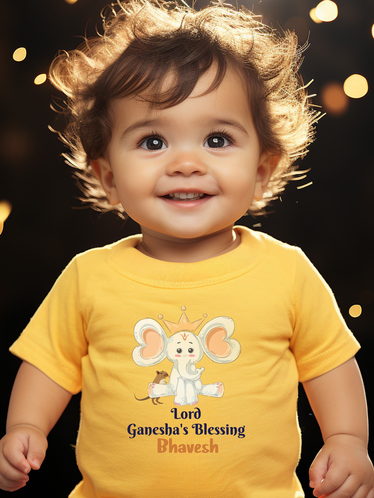 Lord Ganesha's Blessing Kids T Shirt w/ Custom Name