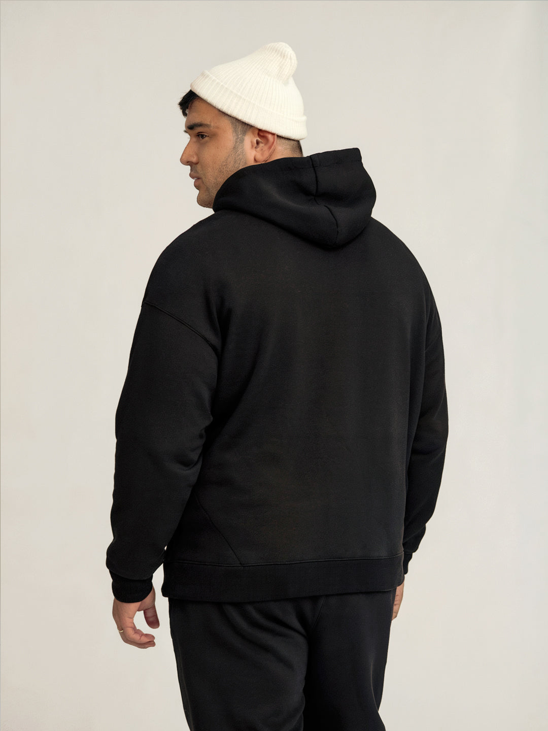 || PLUS SIZE BLACK THERMAL CO-ORD SET (HOODIE & JOGGER COMBO) ||