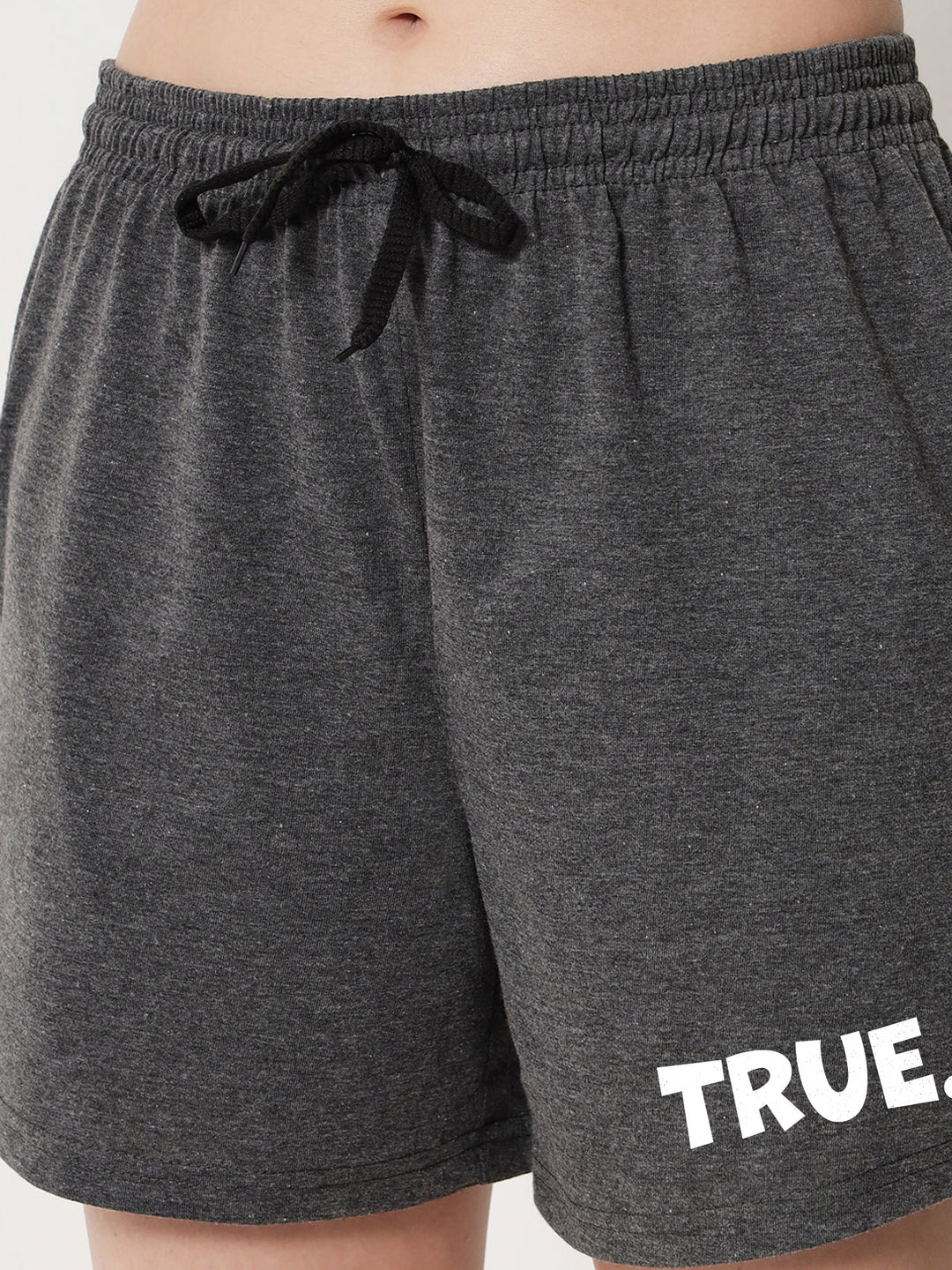 True. Cotton Girls T Shirt and Short Set in Grey Color