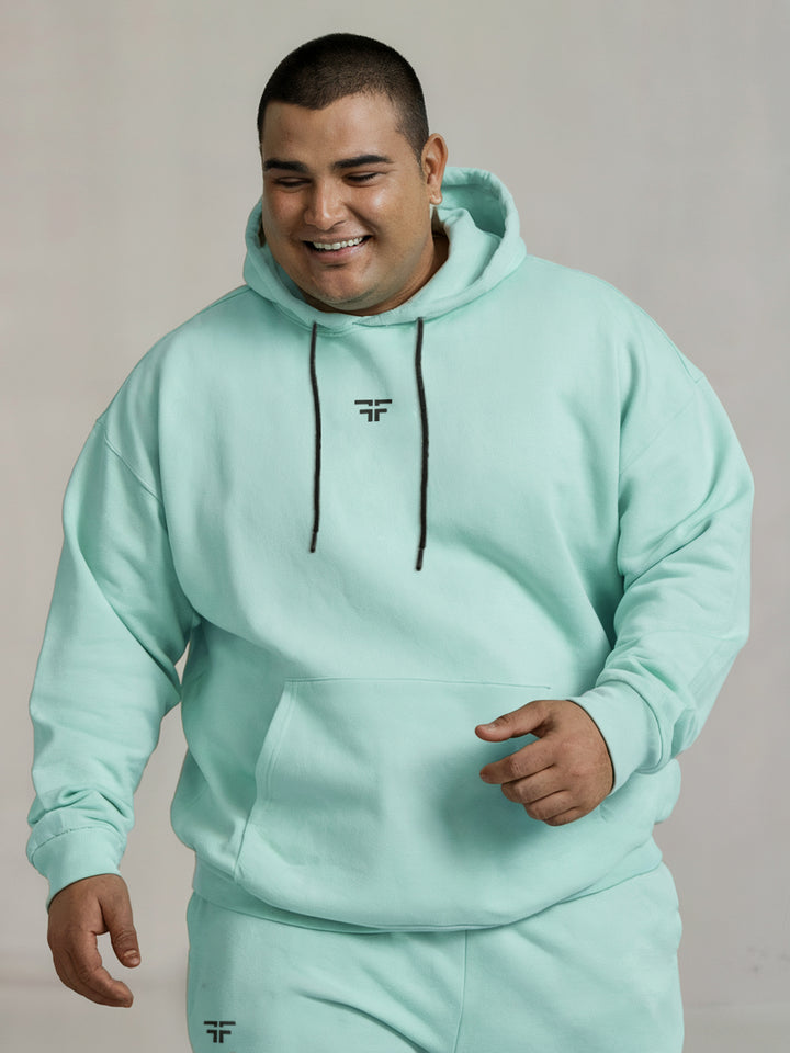 || PLUS SIZE MINT GREEN THERMAL CO-ORD SET (HOODIE & JOGGER COMBO) ||