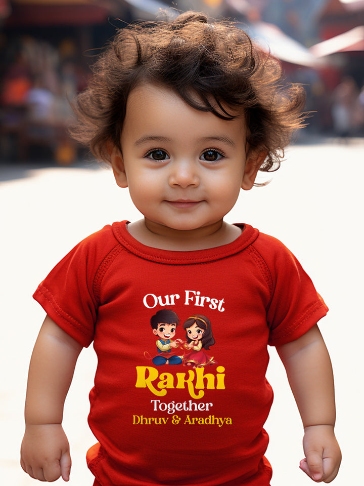 Our First Rakhi Together Baby Romper | Onesies w/ Custom Name