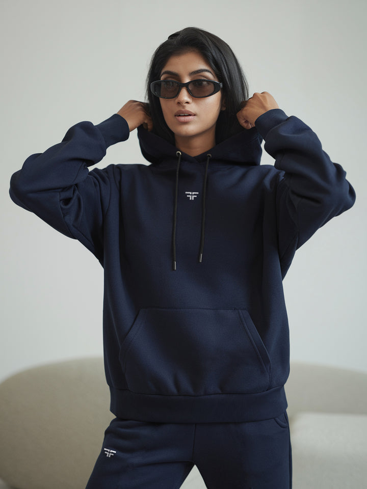 Navy Blue Thermal Co-ord Set (Hoodie and Jogger Combo)