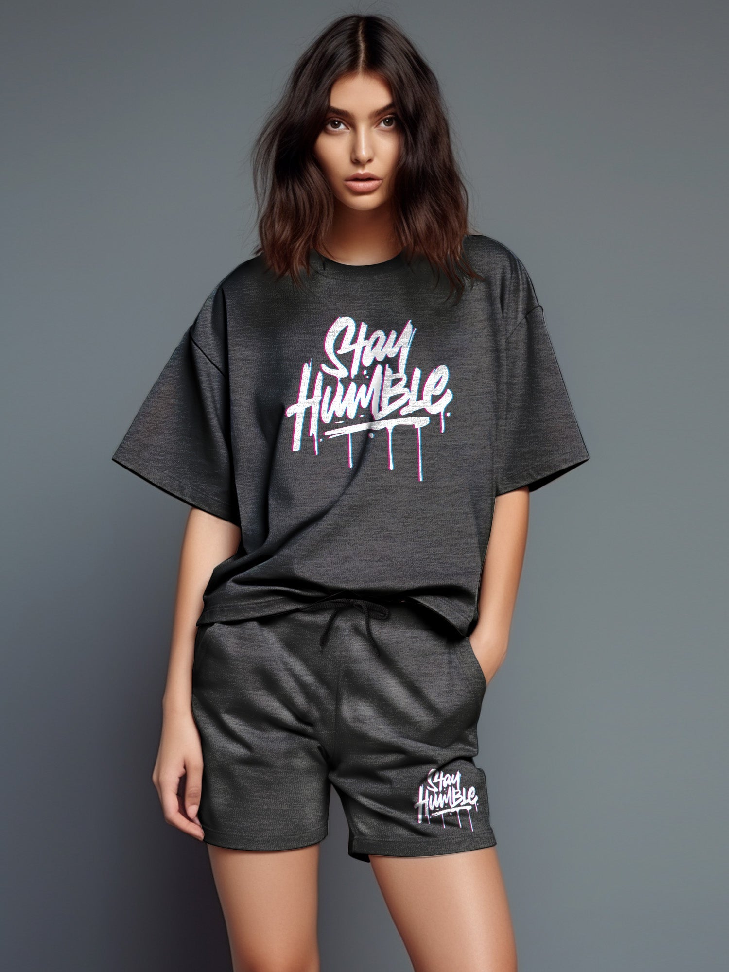 Stay Humble Cotton Girls T Shirt and Short Set