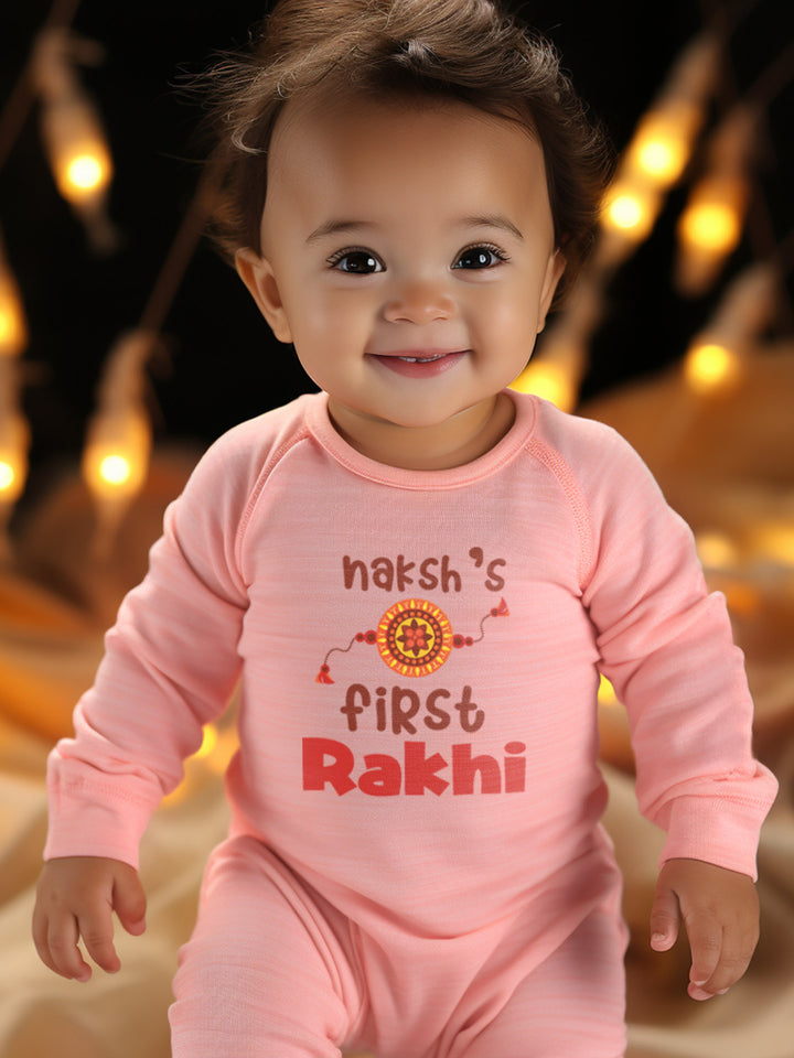 My First Rakhi Baby Romper | Onesies w/ Custom Name