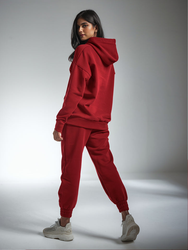 Red Thermal Co-ord Set (Hoodie and Jogger Combo)