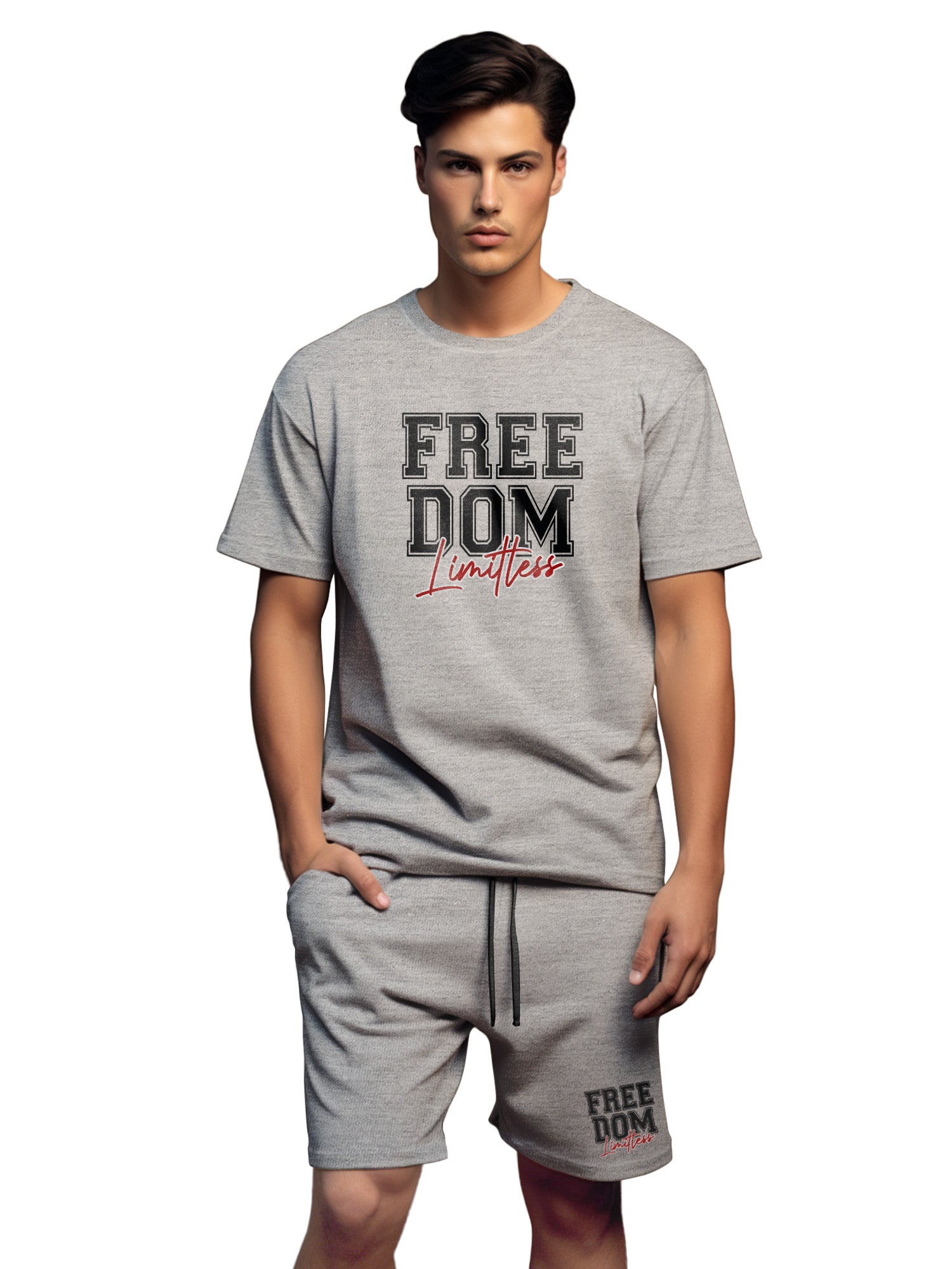 Freedom Cotton Mens T Shirt and Short Set