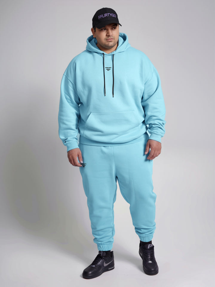 || PLUS SIZE ICE BLUE THERMAL CO-ORD SET (HOODIE & JOGGER COMBO) ||