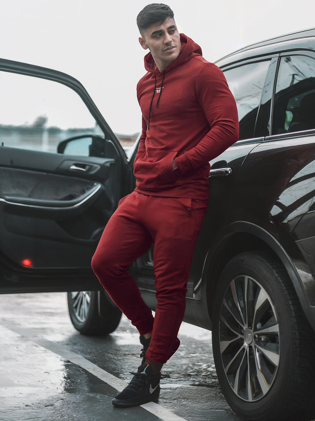 || RED THERMAL CO-ORD SET (HOODIE AND JOGGER COMBO) ||