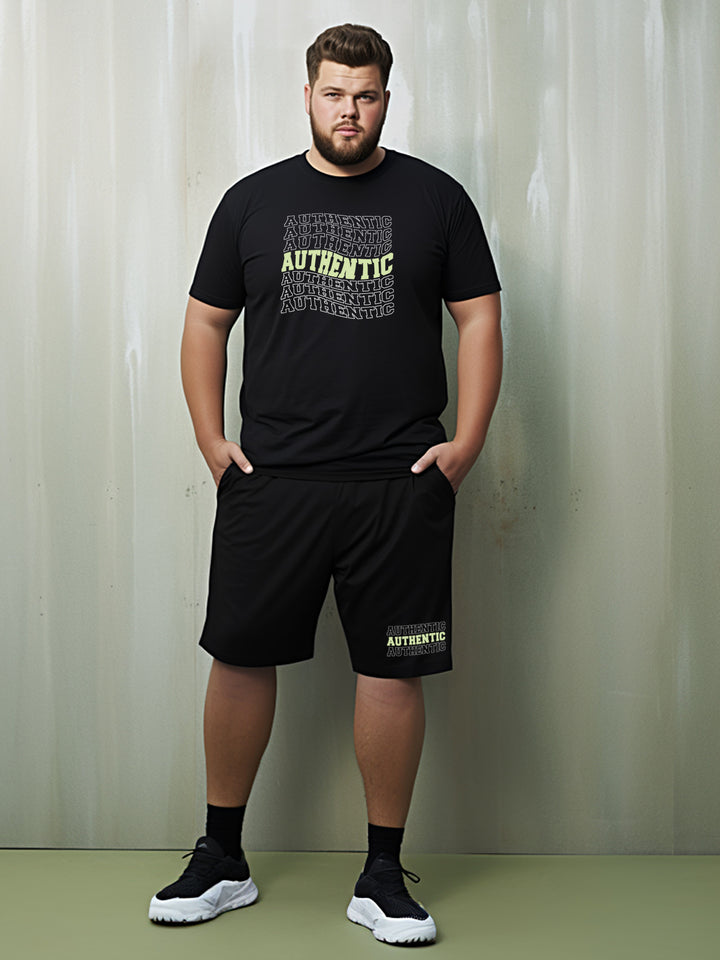 Authentic Cotton Mens T Shirt and Short Set (Plus Size)