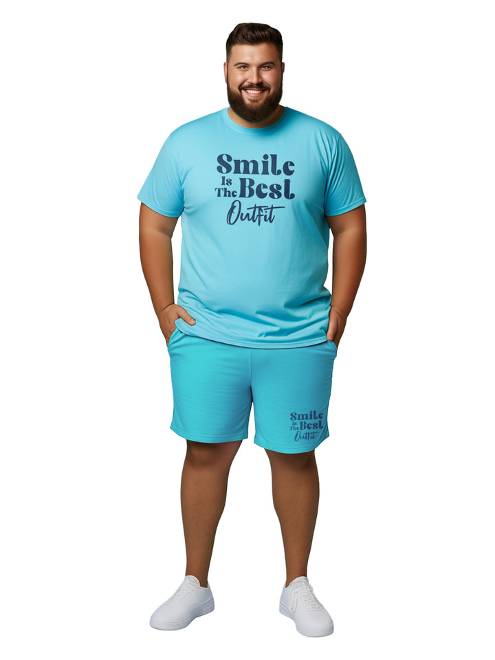 Smile Is The Best Cotton Mens T Shirt and Short Set(Plus Size)