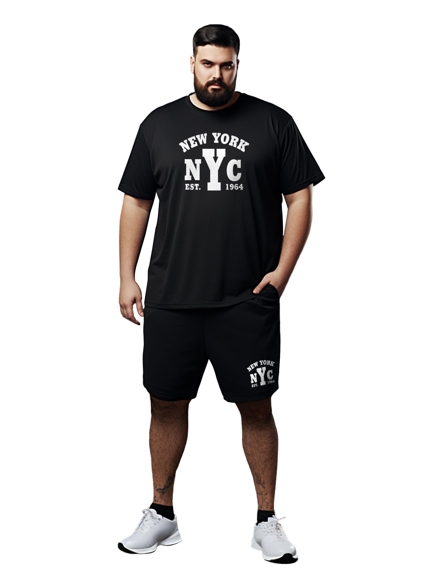 New York Cotton Mens T Shirt and Short Set (Plus size)