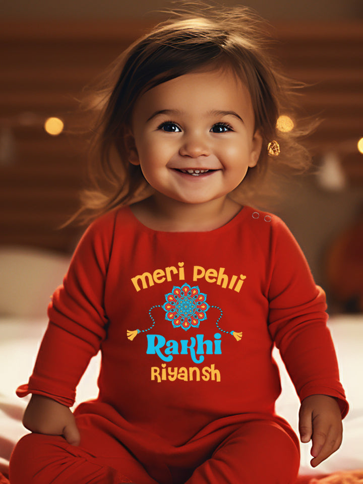 Meri Pehli Rakhi Baby Romper | Onesies w/ Custom Name