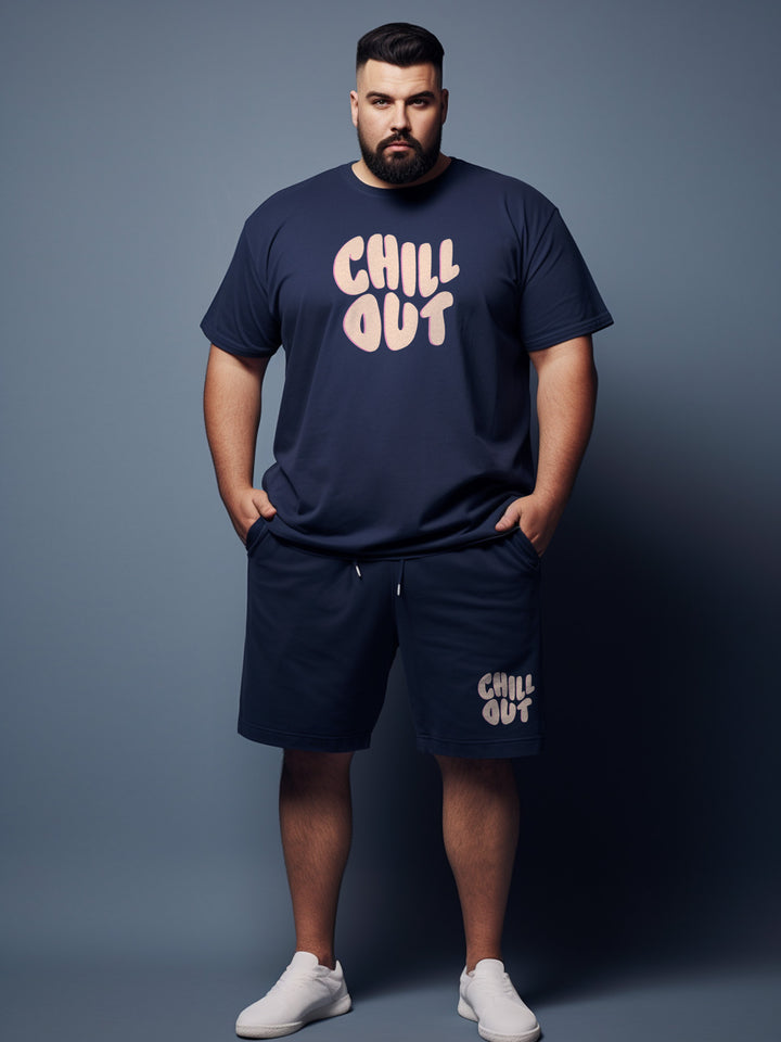 Chill Out Cotton Mens T Shirt and Short Set (Plus Size)