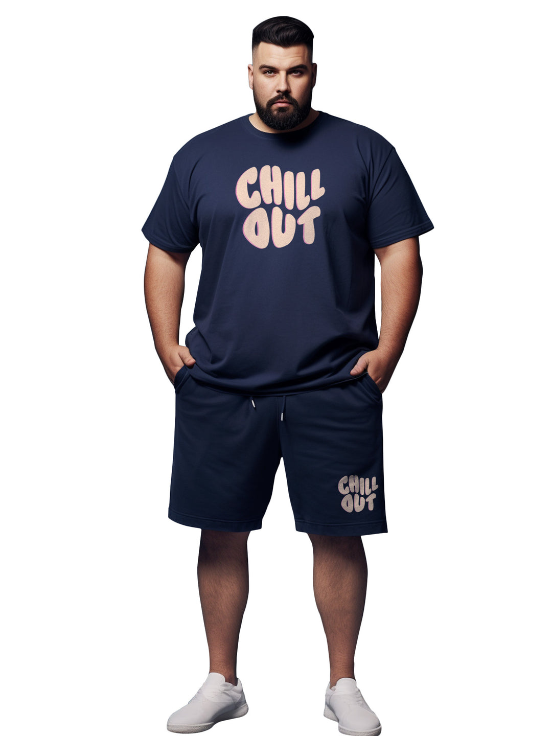 Chill Out Cotton Mens T Shirt and Short Set (Plus Size)