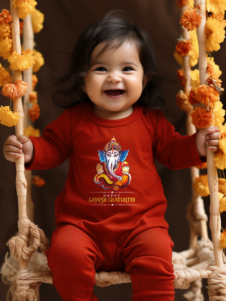 Happy Ganesh Chaturth Baby Romper | Onesies