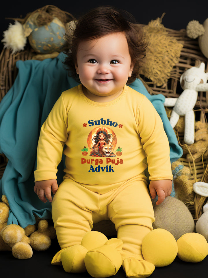 Subho Durga Puja Baby Romper | Onesies w/ Custom Name