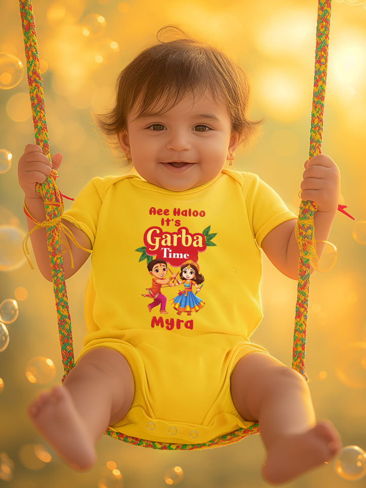 Aee Haloo It's Garba Time Baby Romper | Onesies w/ Custom Name