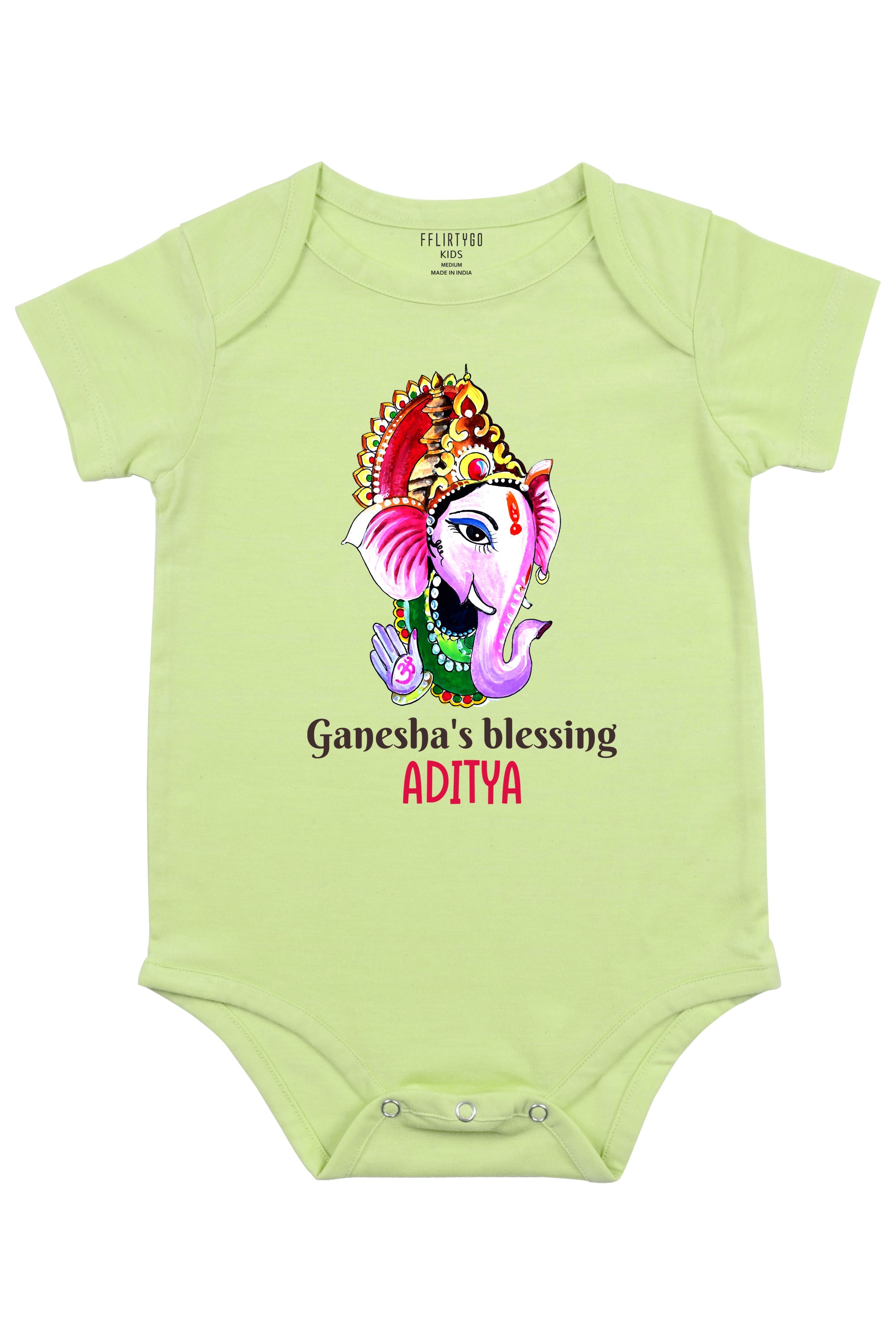 Ganesha's Blessing Baby Romper | Onesies w/ Custom Name