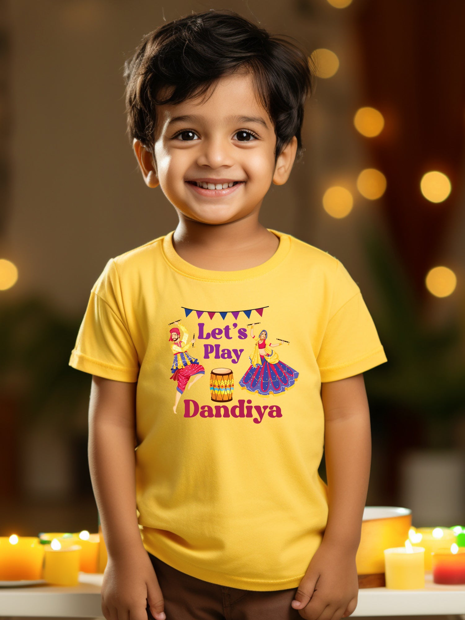 Let's Play Dandiya Kids T Shirt