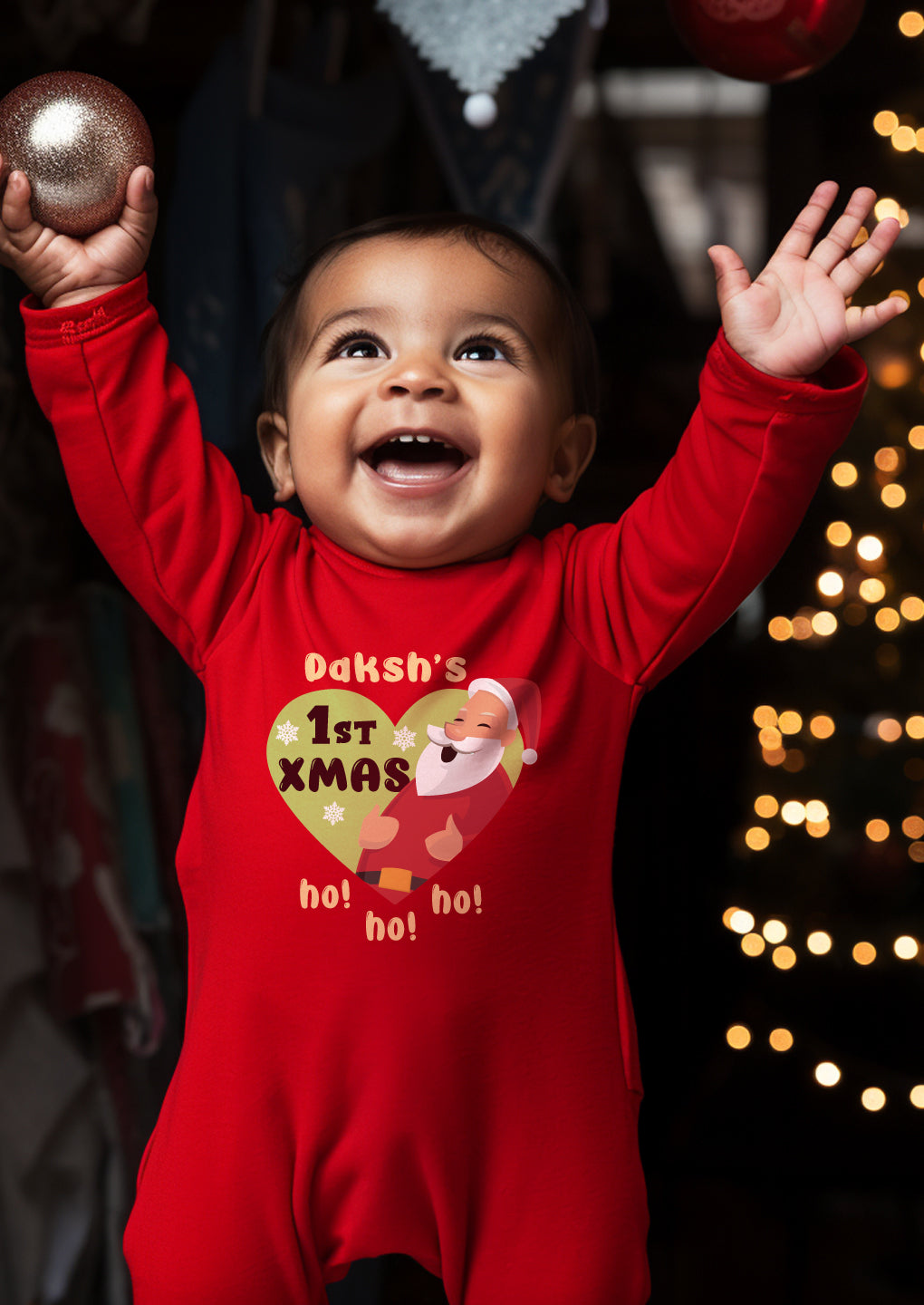 Ist Xmas ho ho ho Baby Romper | Onesies w/ Custom Name