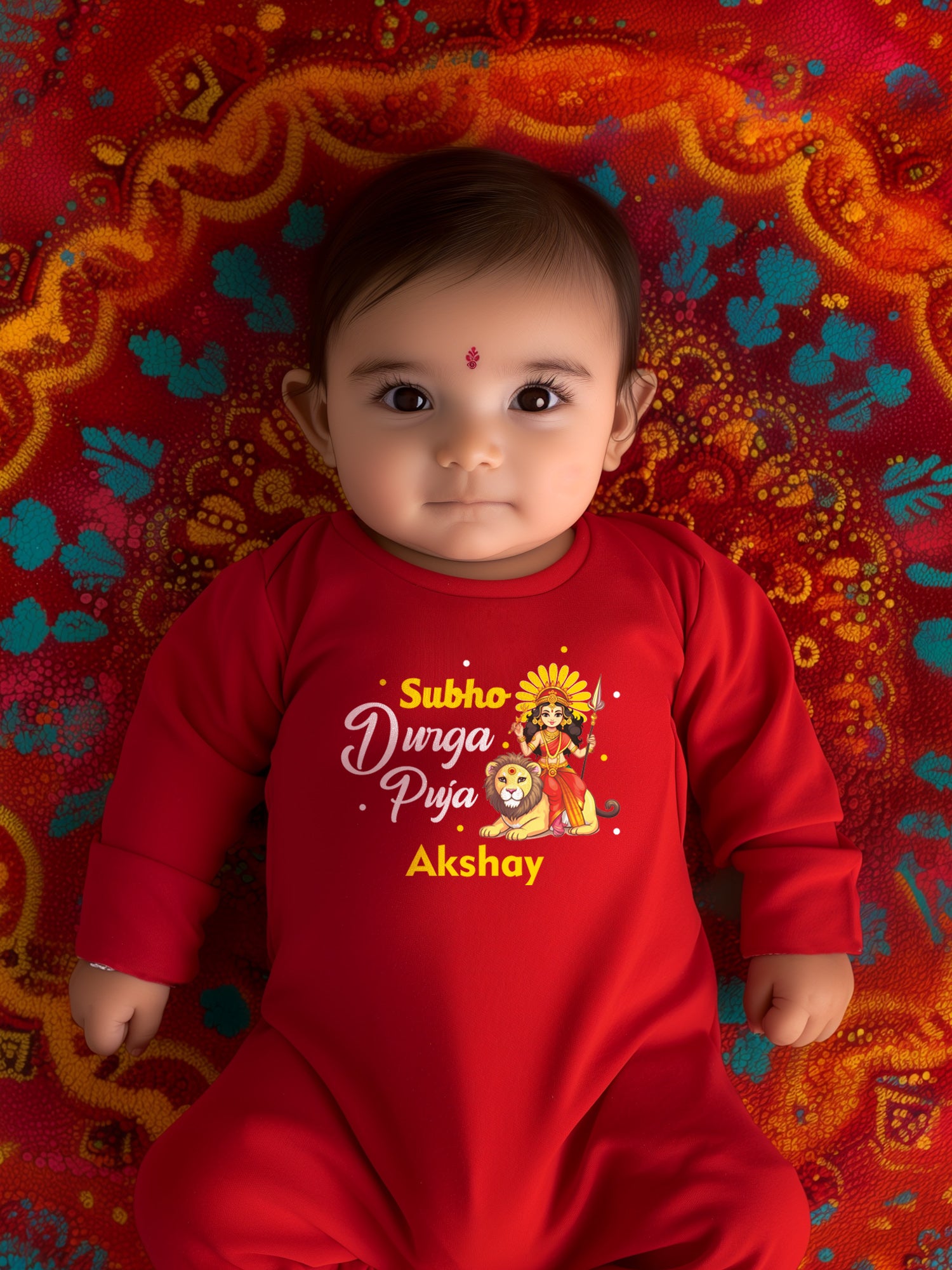 Subho Durga Puja Baby Romper | Onesies w/ Custom Name