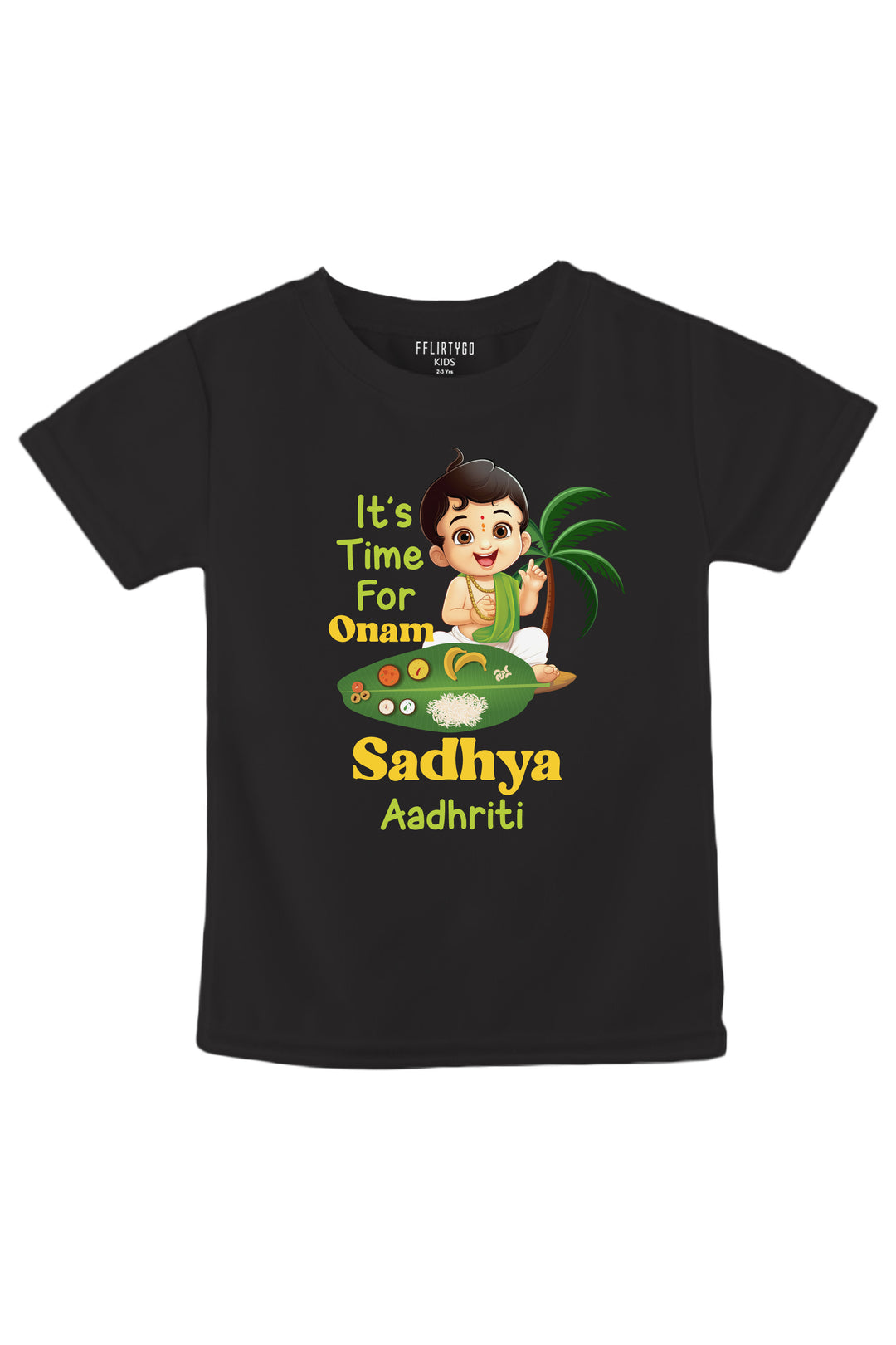 It's Time For Onam Sadhya Kids T Shirt w/ Custom Name