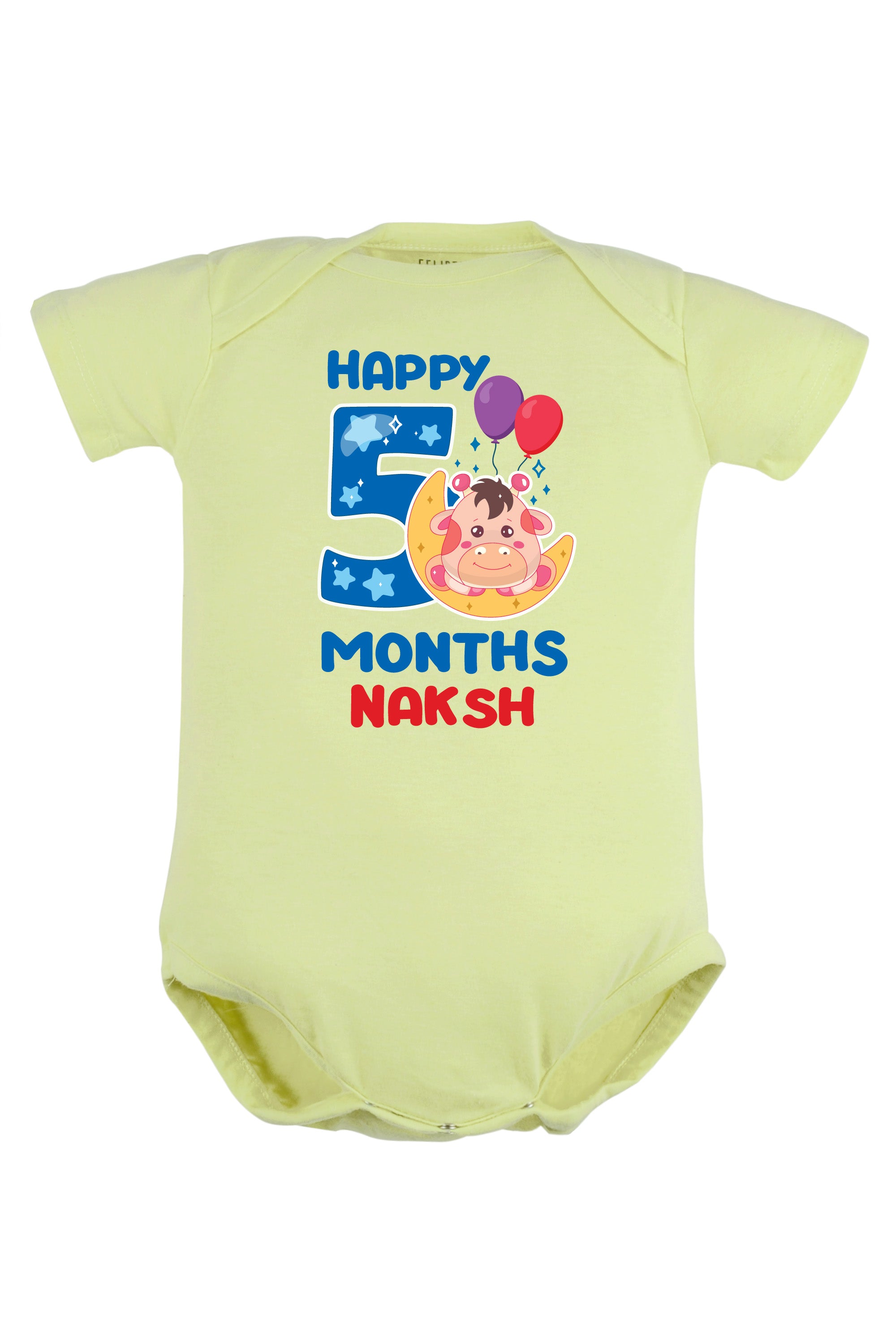 Five Month Milestone Baby Romper | Onesies - Giraffe w/ Custom Name