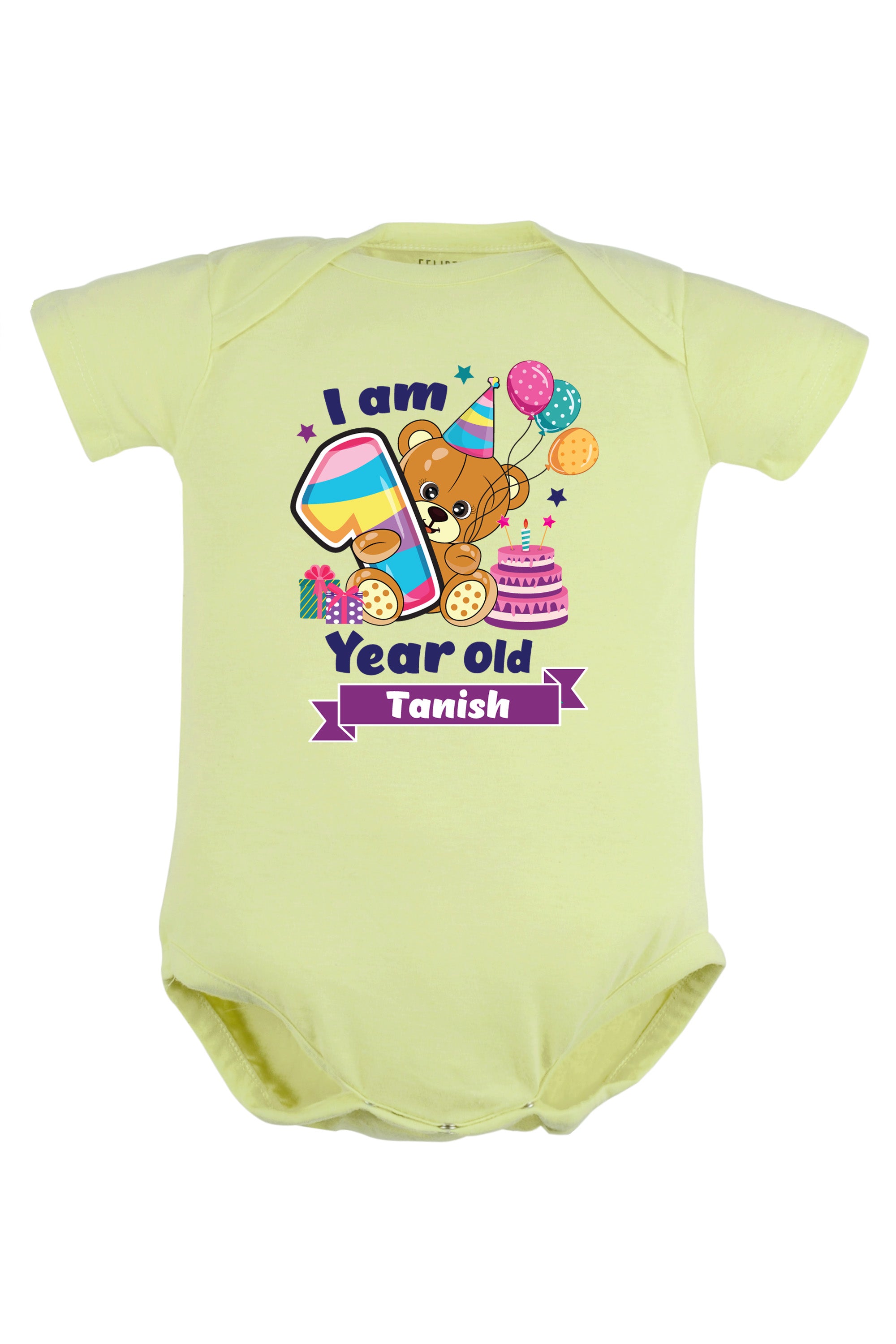 One Year Milestone Baby Romper | Onesies - Birthday Teddy w/ Custom Name