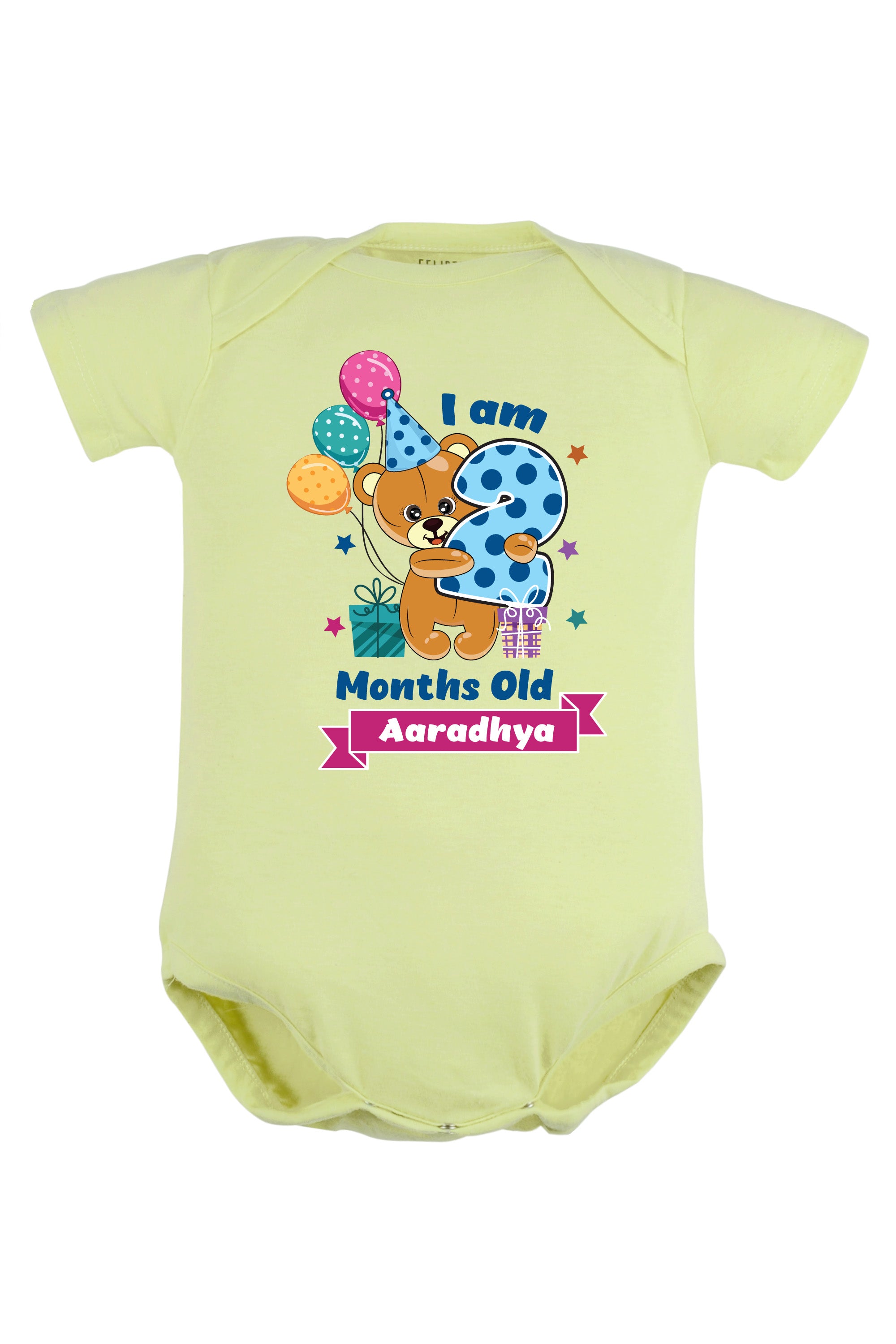 Two Month Milestone Baby Romper | Onesies - Birthday Teddy w/ Custom name