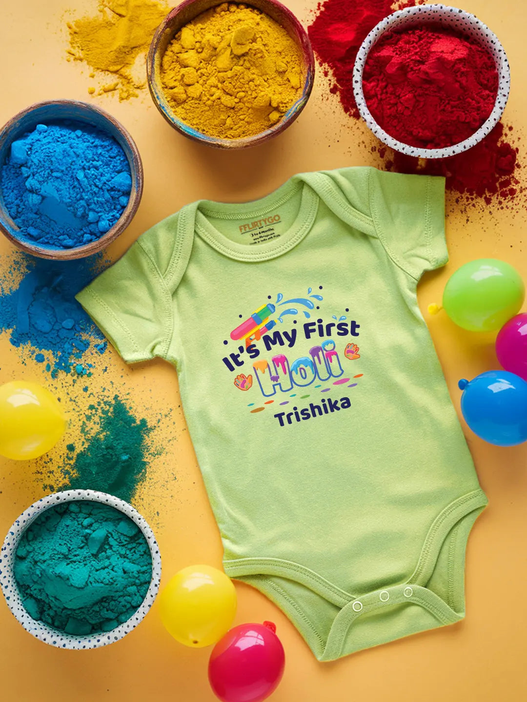 It's My First Holi Baby Romper | Onesies w/ Custom Name