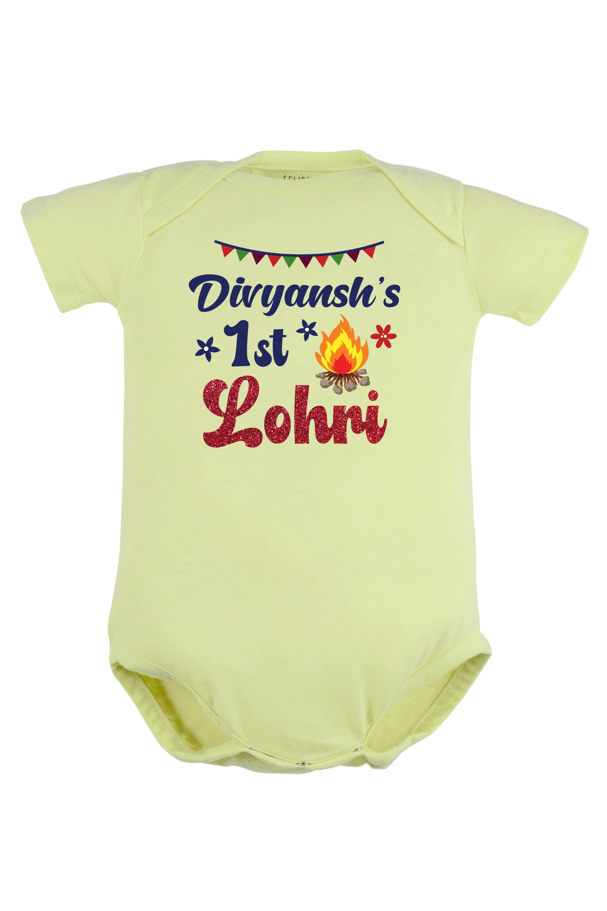 My 1st Lohri w/ Glitter and Custom Name Baby Romper | Onesies