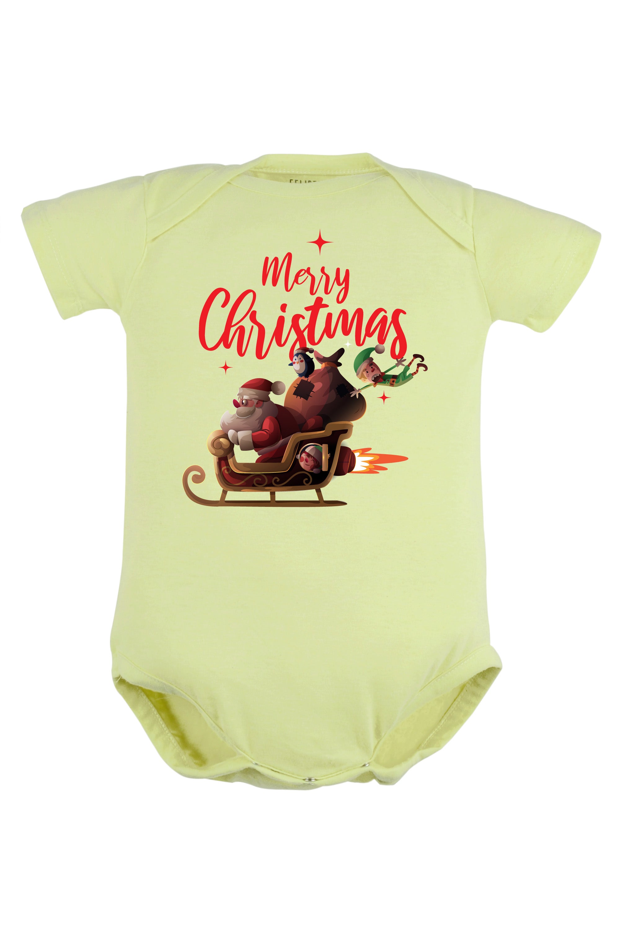 Merry Christmas with Santa's Sleigh Baby Romper | Onesies