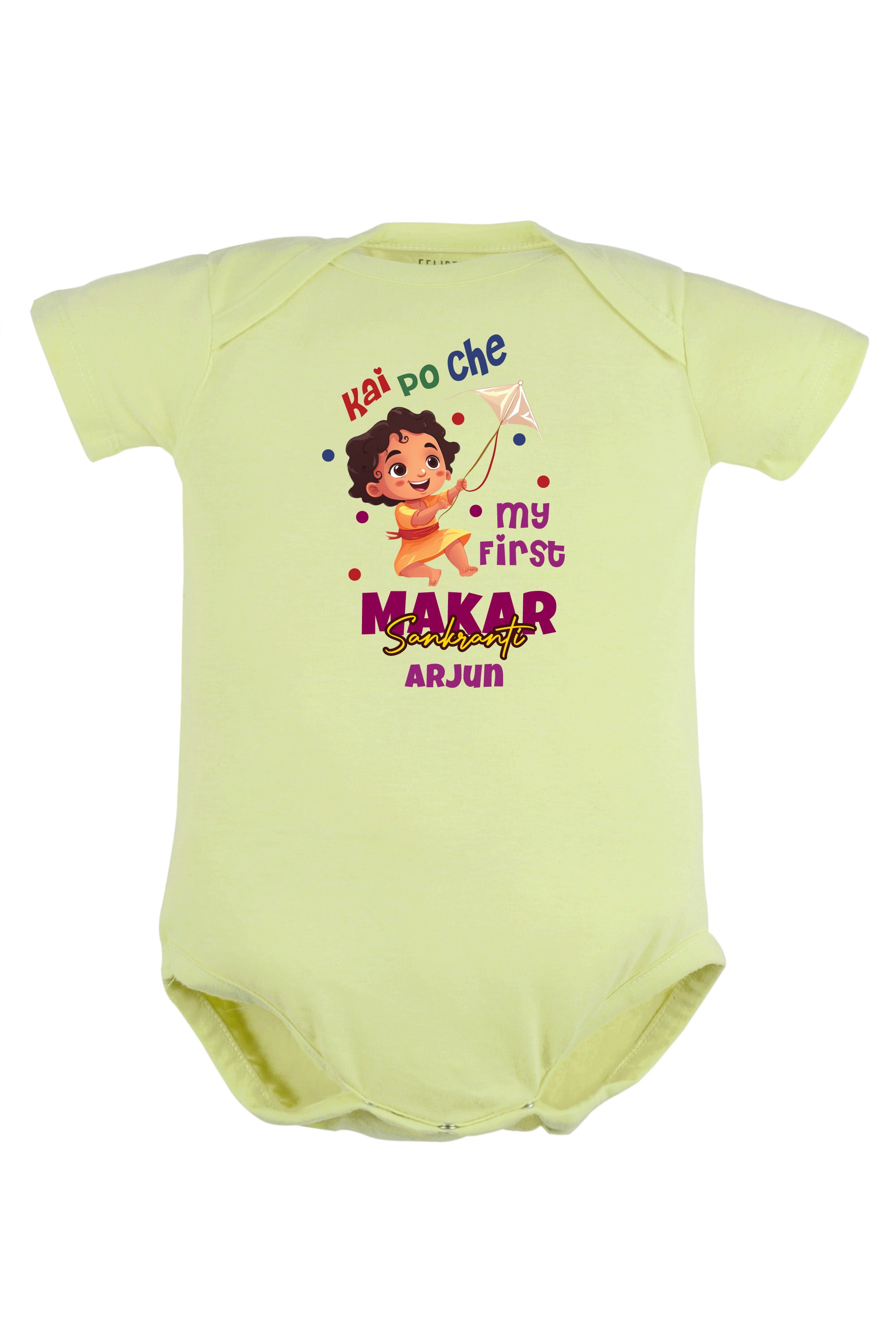 Kai po che my first Makar Sankranti Baby Romper | Onesies w/ Custom Name