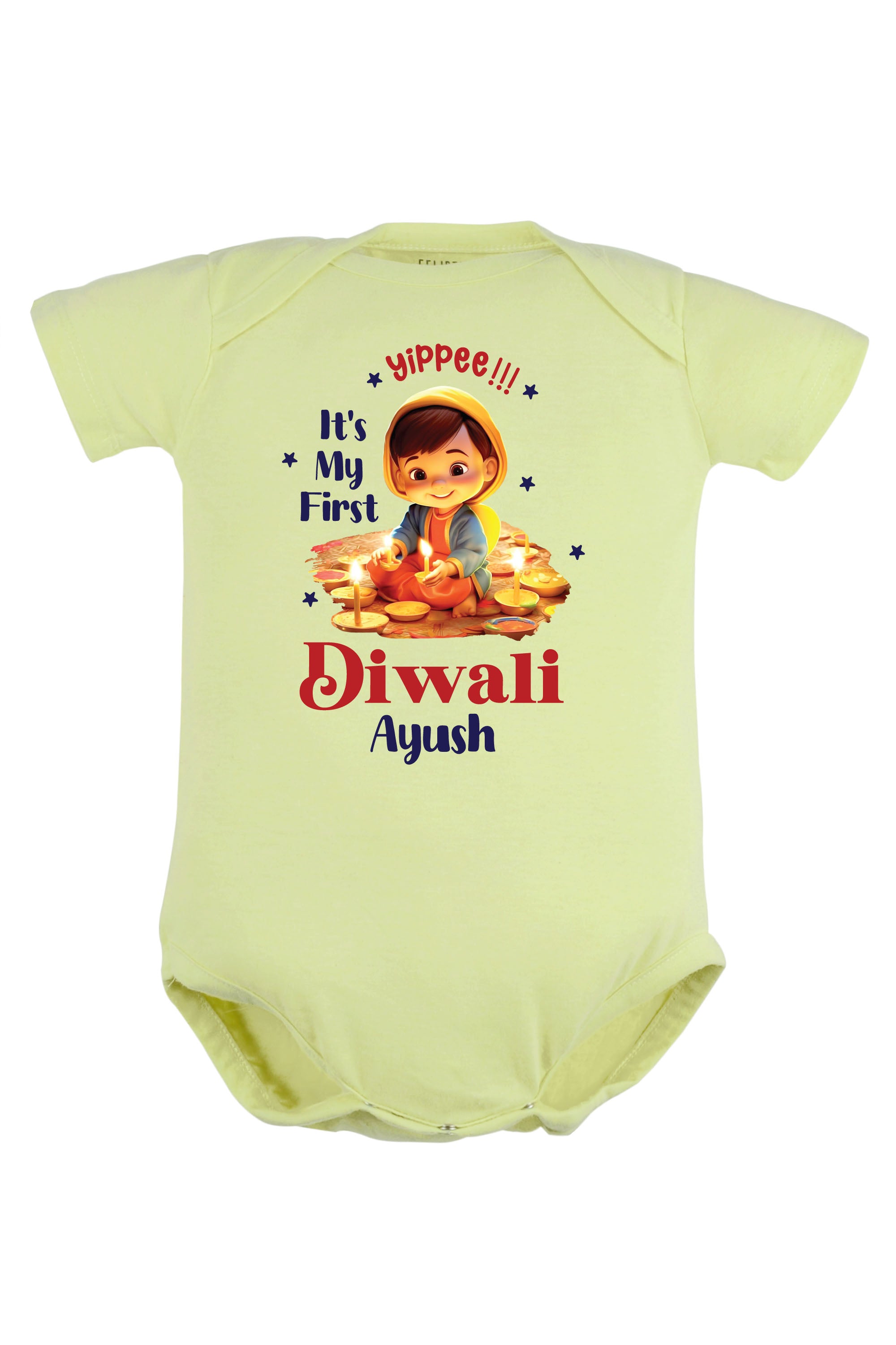 Yippee !!! It's My First Diwali Baby Romper | Onesies w/ Custom Name