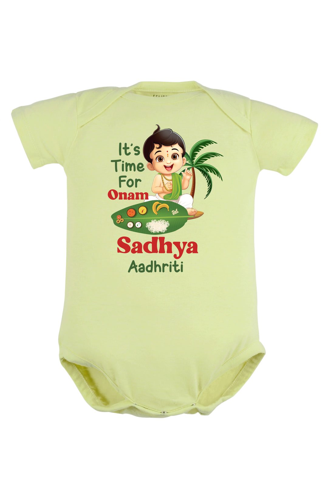 It's Time For Onam Sadhya Baby Romper | Onesies w/ Custom Name