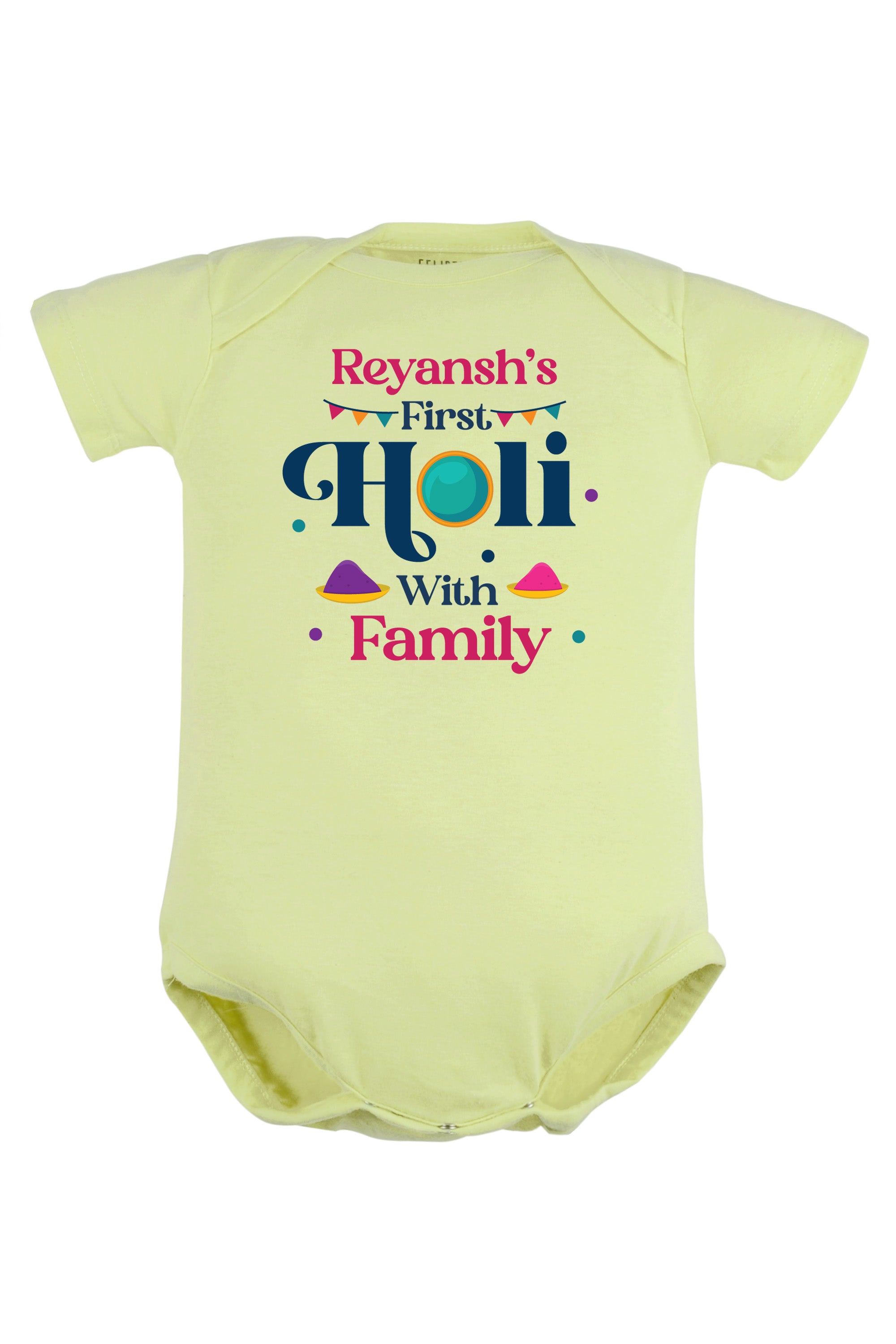 My First Holi With Family Baby Romper | Onesies w/ Custom Name